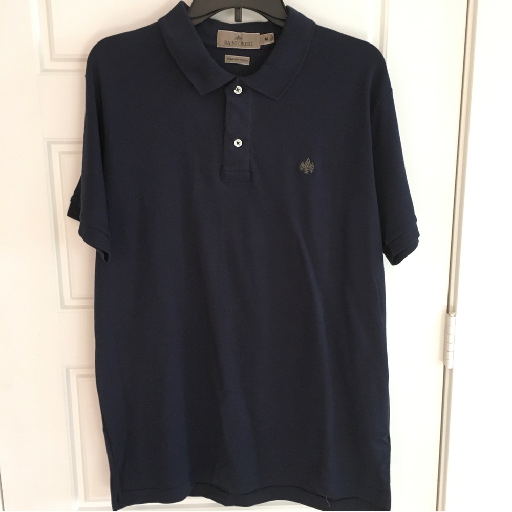 Rainforest Men's Medium Pima Cotton Navy Short Sleeve Polo Shirt